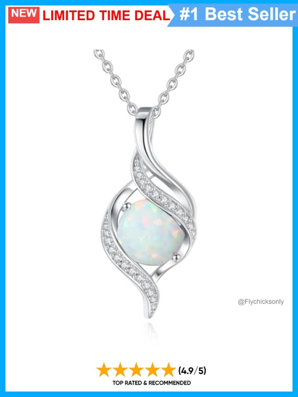 Created Opal Birthstone Pendant Necklace 16in Fine Jewelry Gift for Her